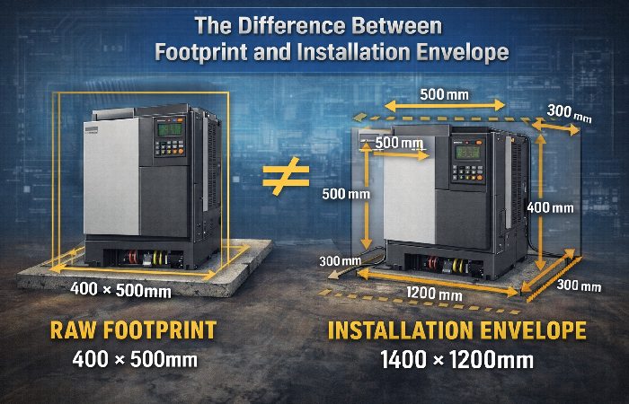 difference between footprint and installation envelope